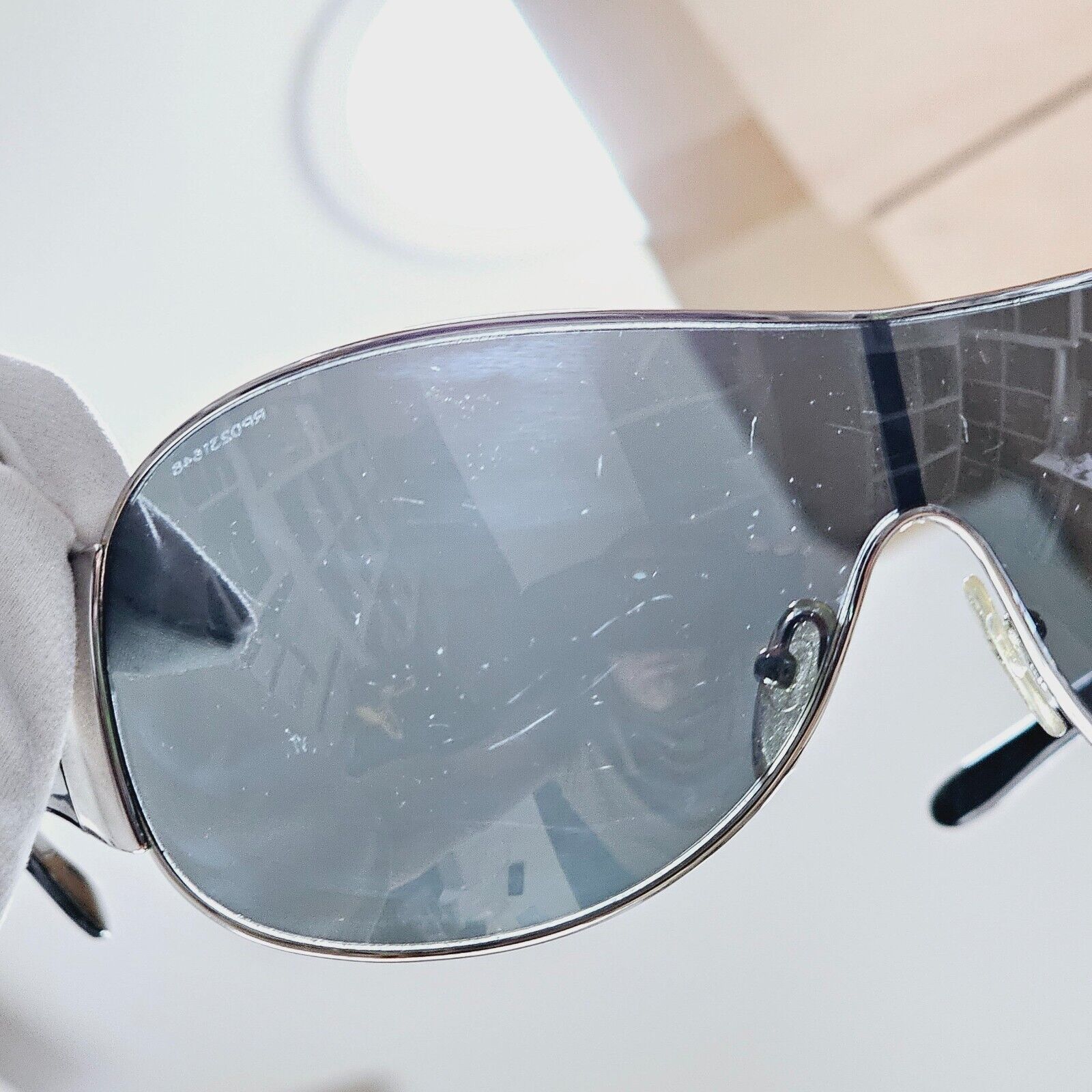Prada Sunglasses 2006 Vintage Silver Black Shield PR52HS SPR 52H 1BC-1A1 281024