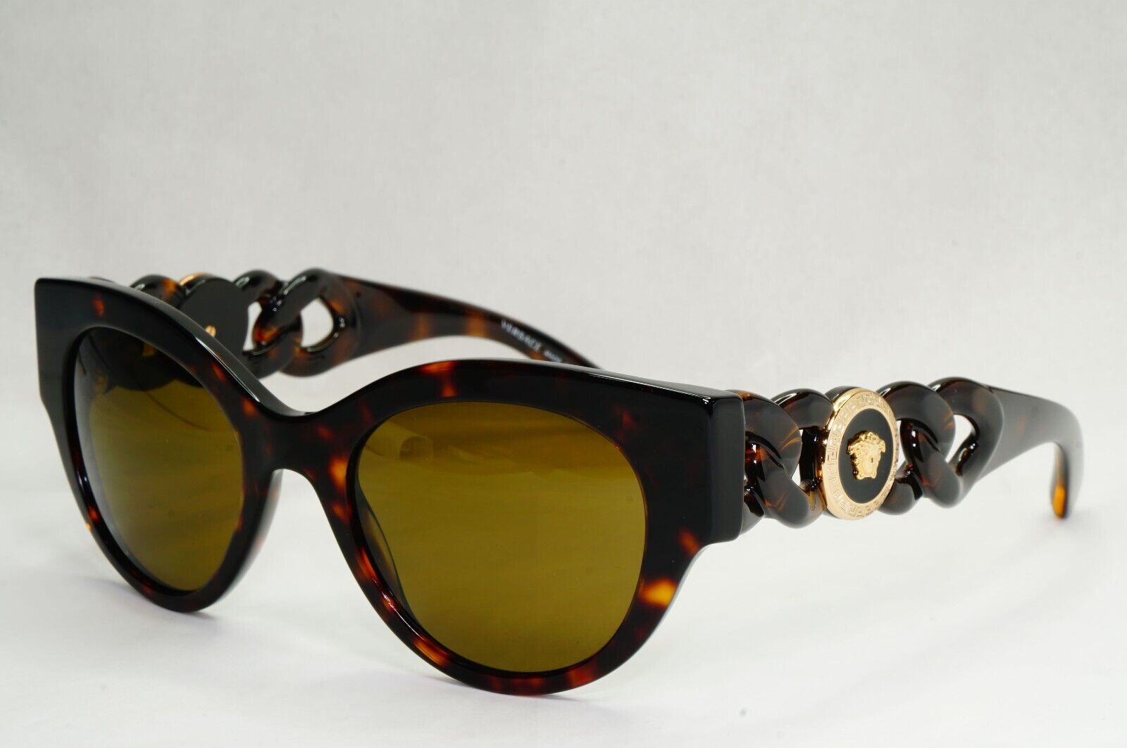 Versace Sunglasses Chain Dark Brown Tortoise Medusa Gold MOD VE 4408 108/73 52mm