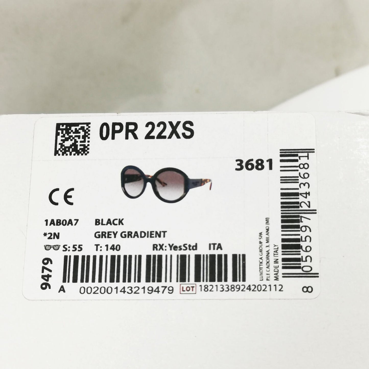 Prada Oversized Black Sunglasses Round Tortoiseshell Big Logo SPR 22X 1AB-0A7
