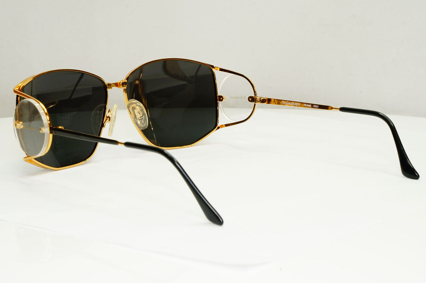YSL 1988 Sunglasses Vintage Yves Saint Laurent Side Window Black Gold 4013 Y104