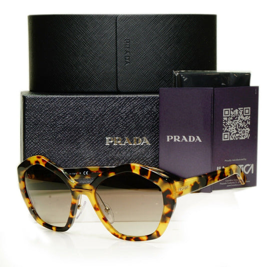 Authentic Prada Womens Sunglasses Brown Angular Hexagon SPR 08X 7S05O2 Oversized