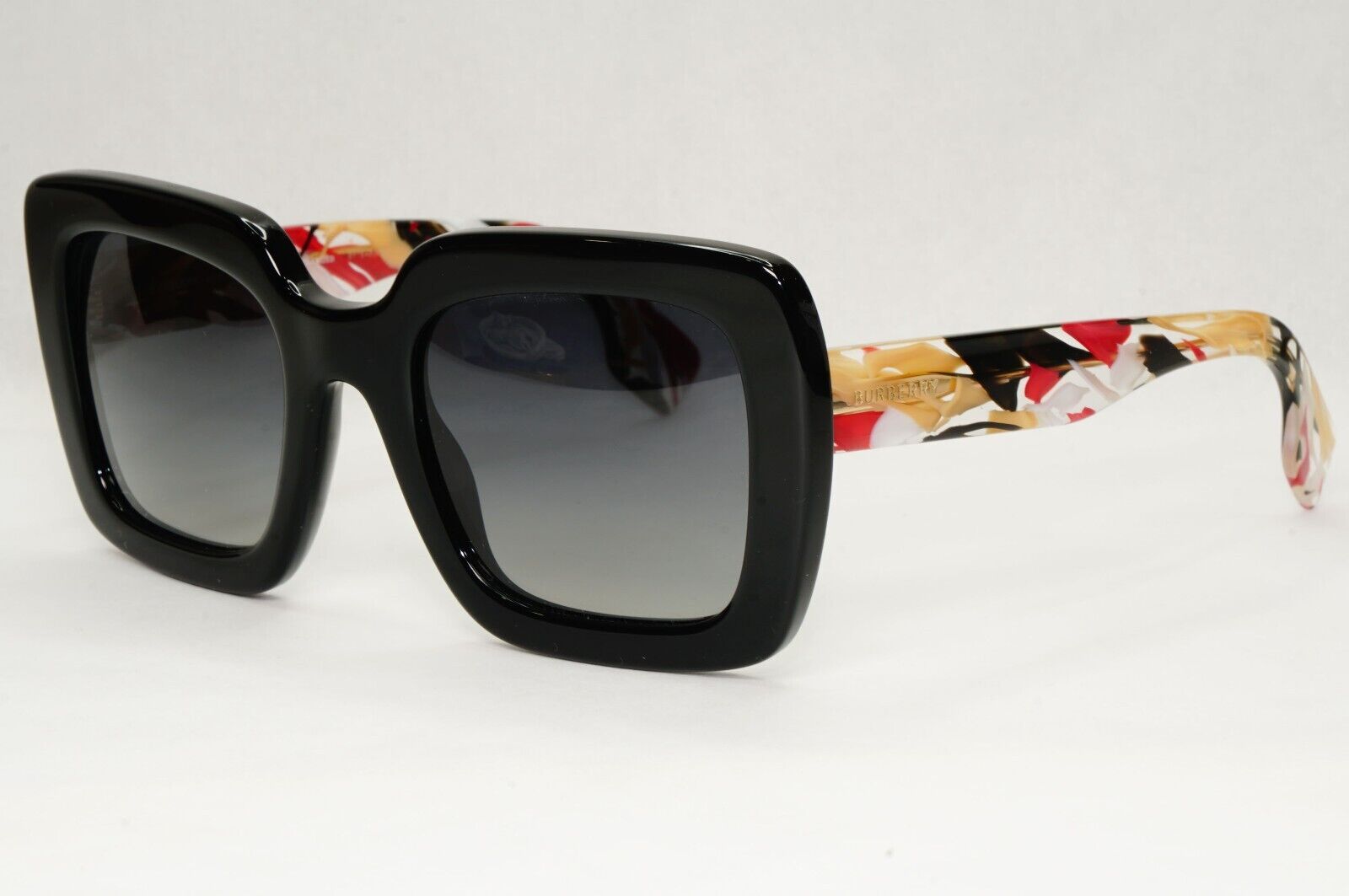 Burberry Sunglasses Black Polarized Grey Gradient  Square B 4284 3803/T3 52mm