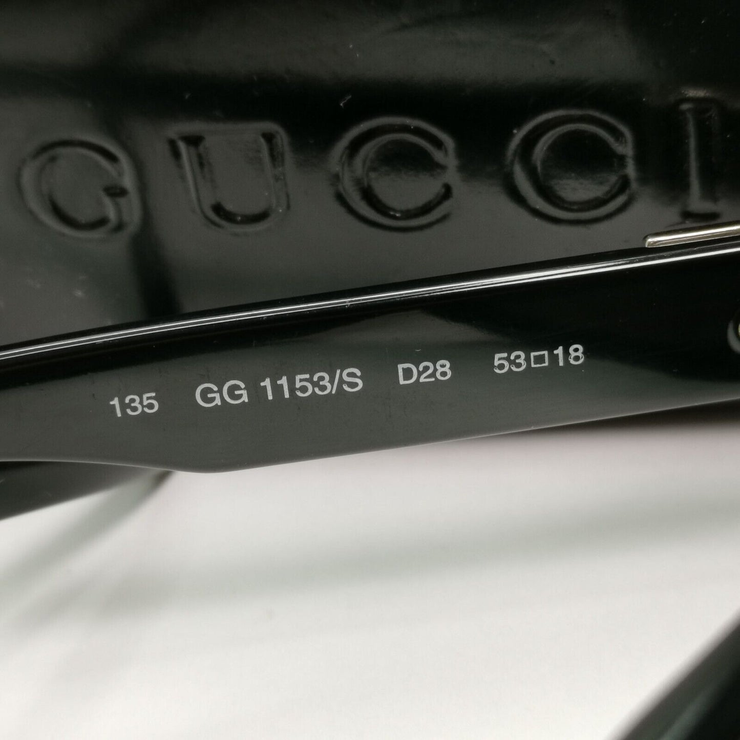 Gucci Sunglasses 1997 Vintage Black Rectangle Silver GG 1153/S D28 53mm 120125