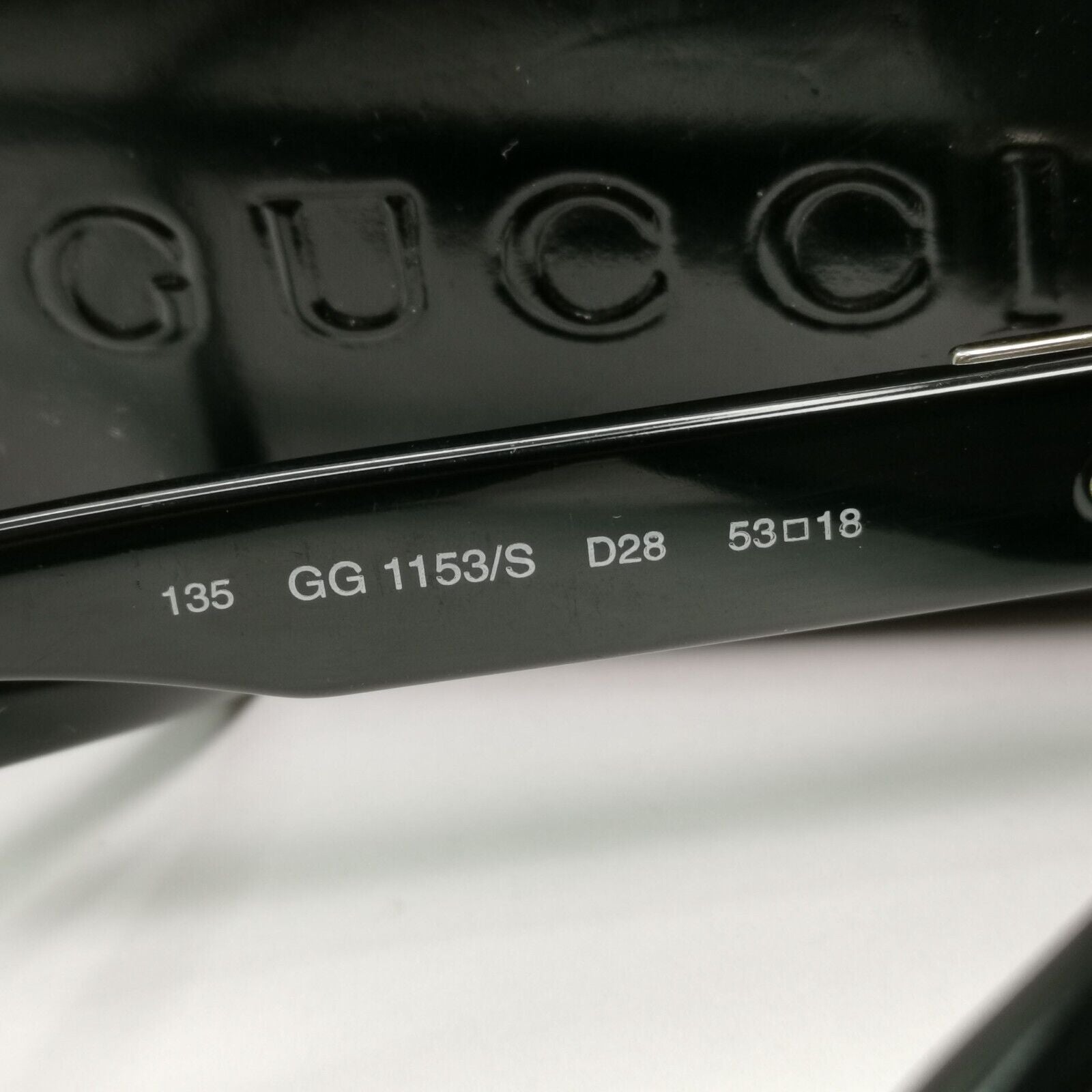 Gucci Sunglasses 1997 Vintage Black Rectangle Silver GG 1153/S D28 53mm 120125