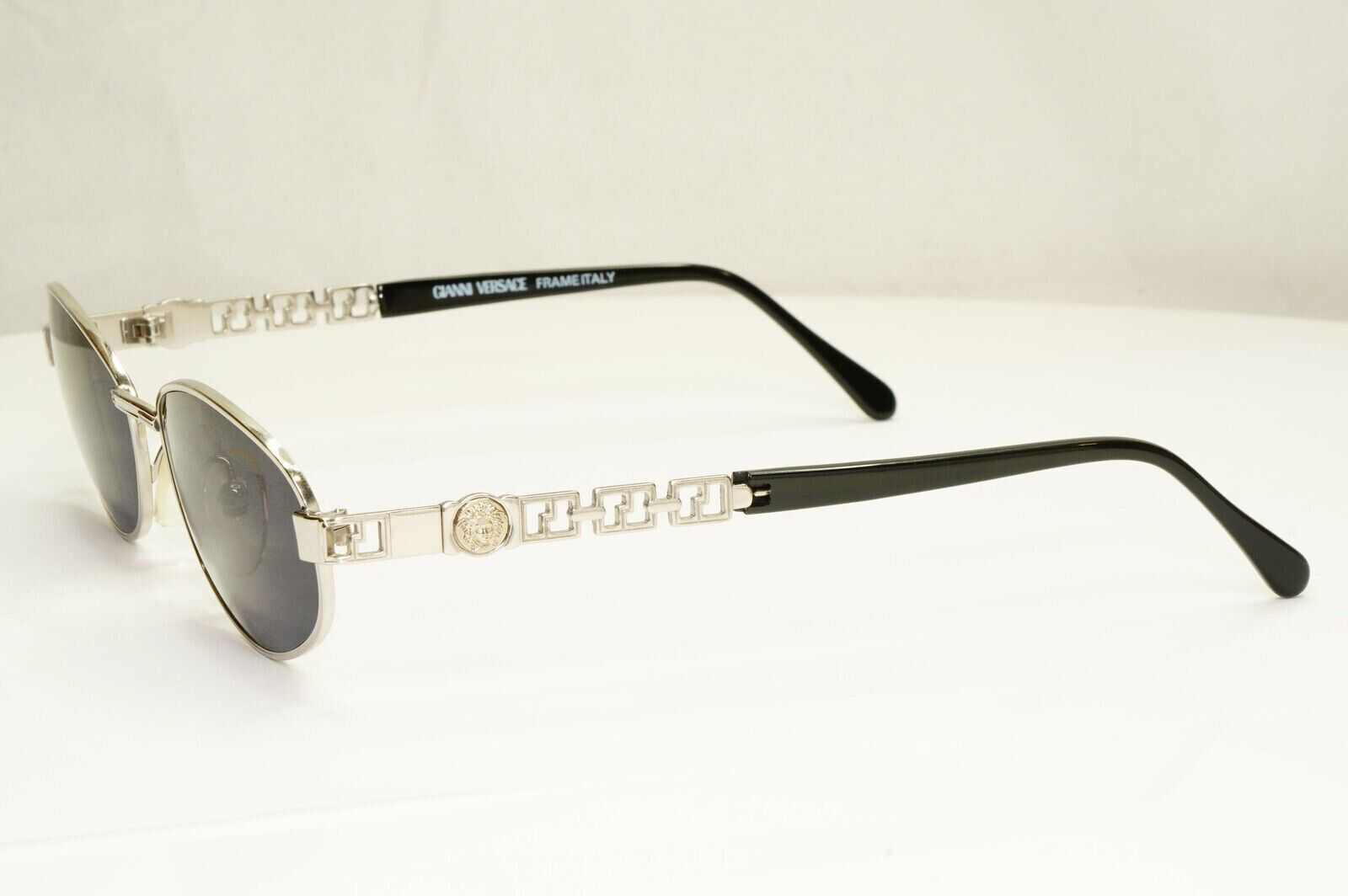 Gianni Versace 1995 Vintage Silver Medusa Retro Black Sunglasses MOD G44 COL 26M