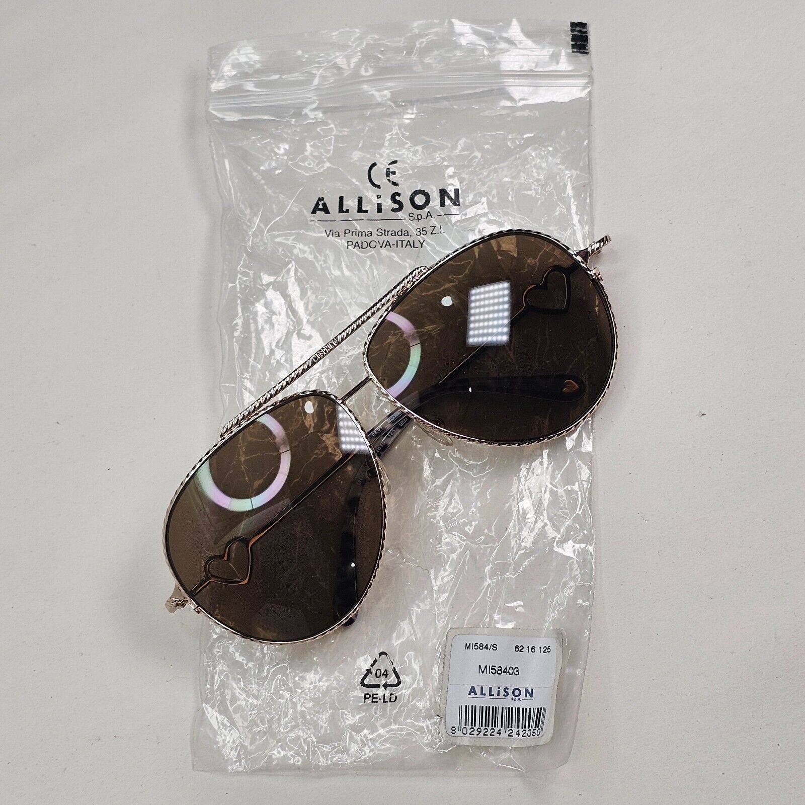 Moschino Sunglasses 2005 Vintage Gold Brown Pilot Heart Unisex MO538 02 101124
