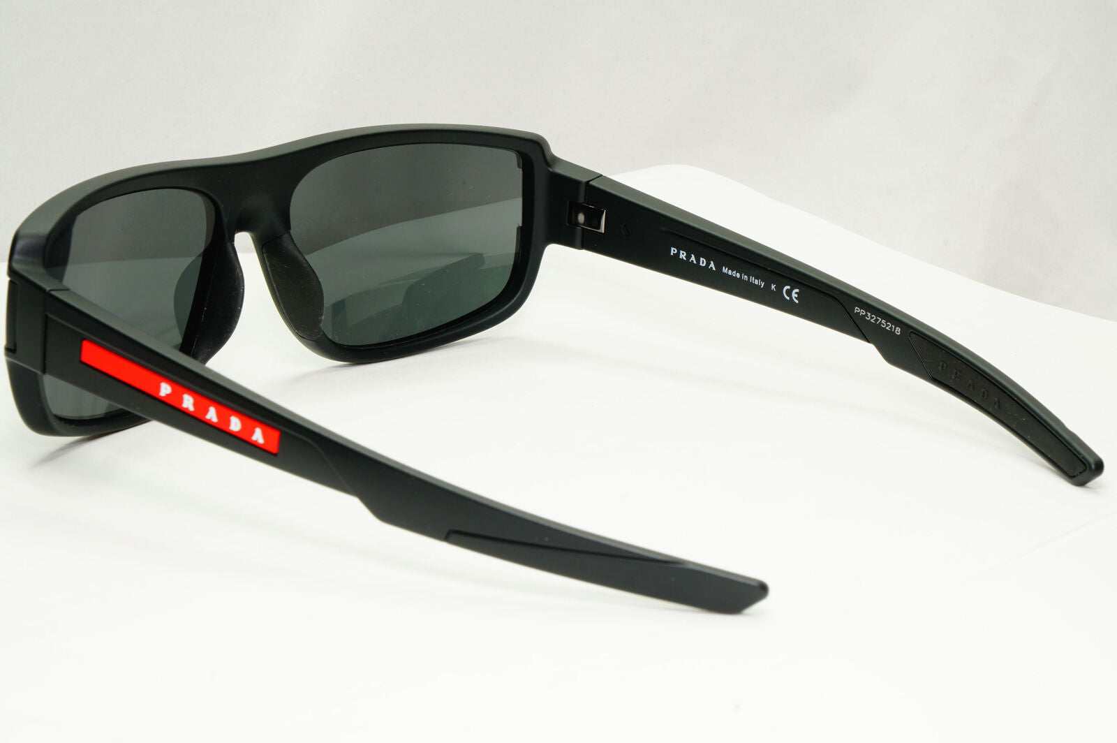 Prada Black Sunglasses Rectangle Rubber Red Stripe Sport PS03WFS SPS 03W DG0-06F