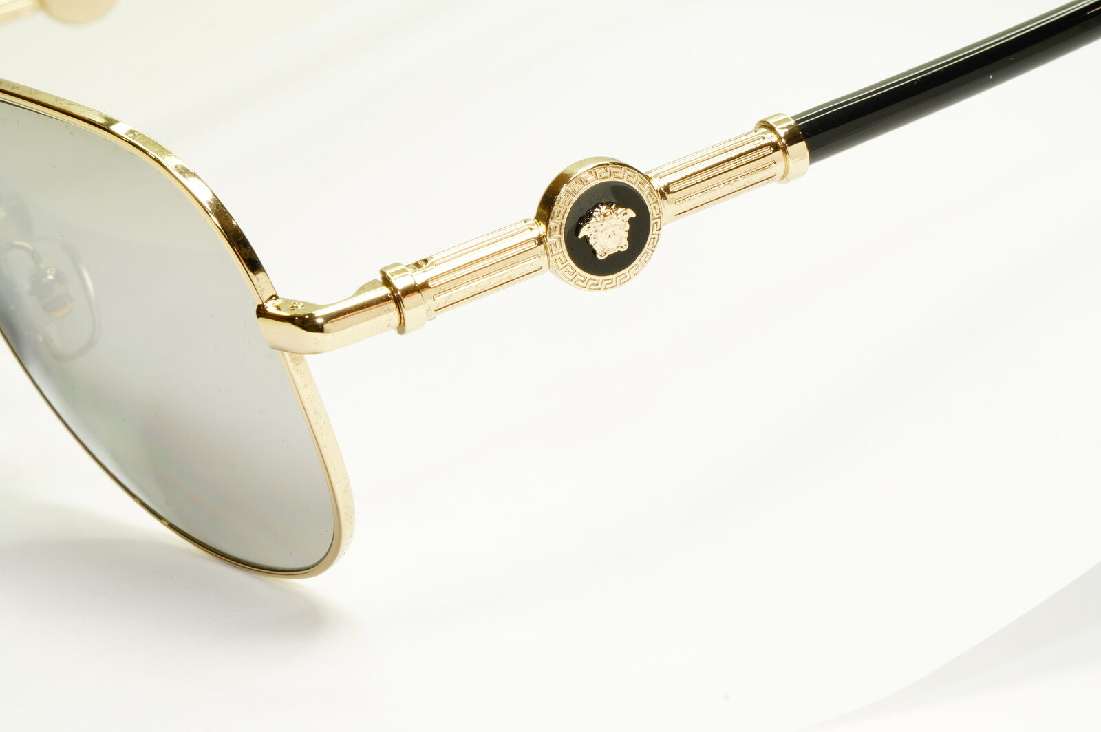 Versace Silver Gold Medusa Sunglasses Mirror Pilot Mens MOD VE 2236 1252/6G