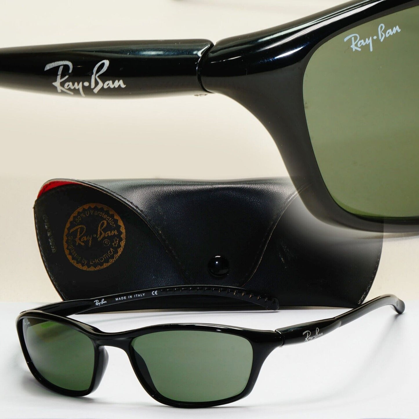 Ray-Ban Sunglasses 2005 Vintage Black Green Glass RB 2046 Cutters 601 011124