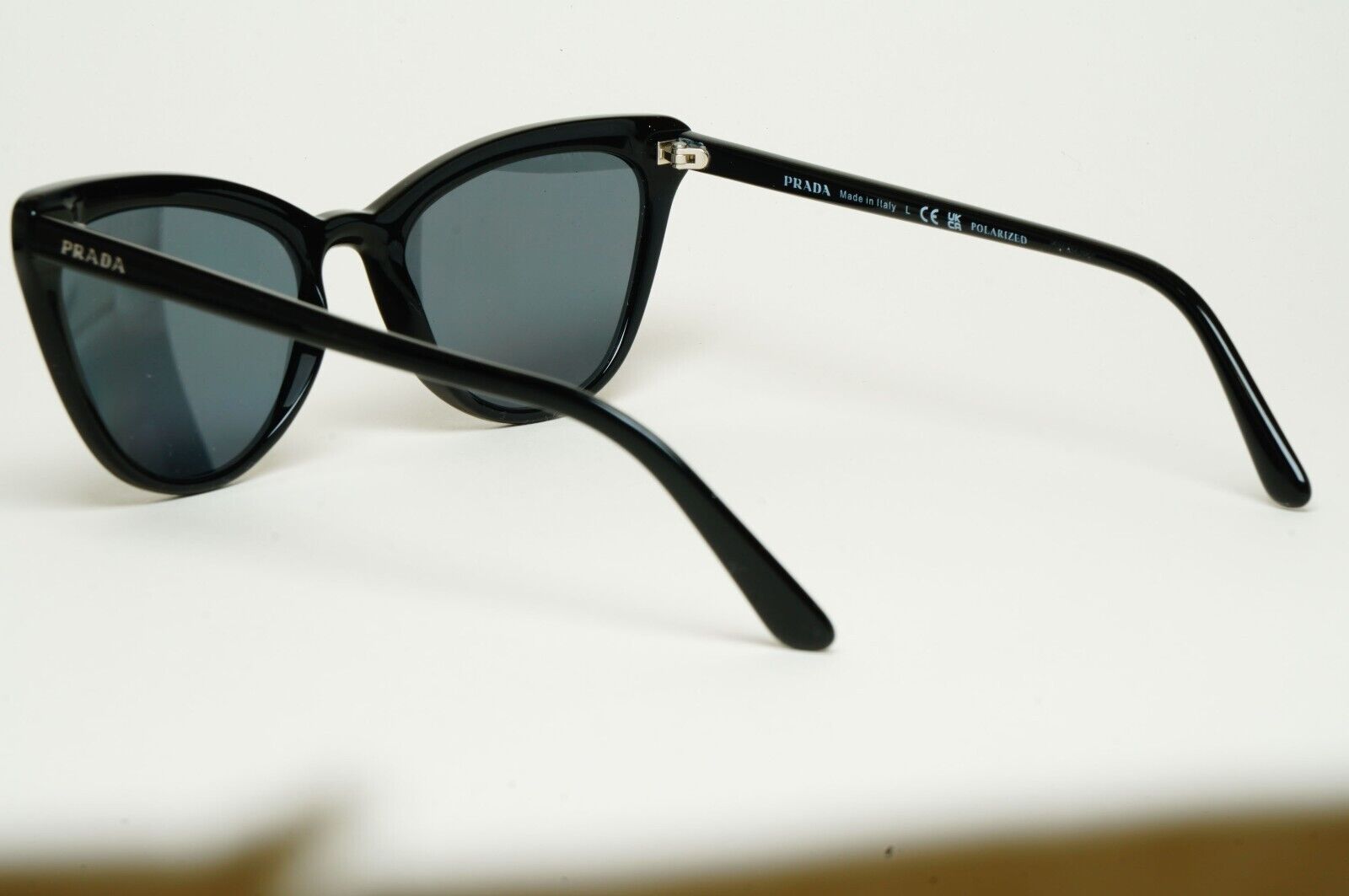 Prada Sunglasses Polarized Black Dark Grey Cat Eye PR01VS SPR 01V 1AB-5Z1 110225