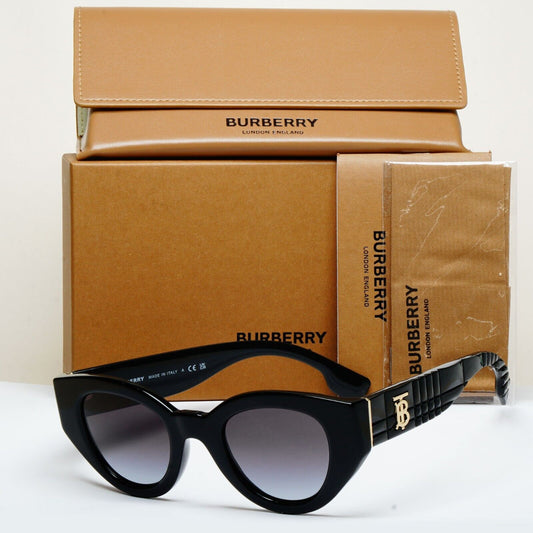 Burberry Sunglasses Meadow Black Gold Grey Gradient BE 4390 3001/8G 47mm