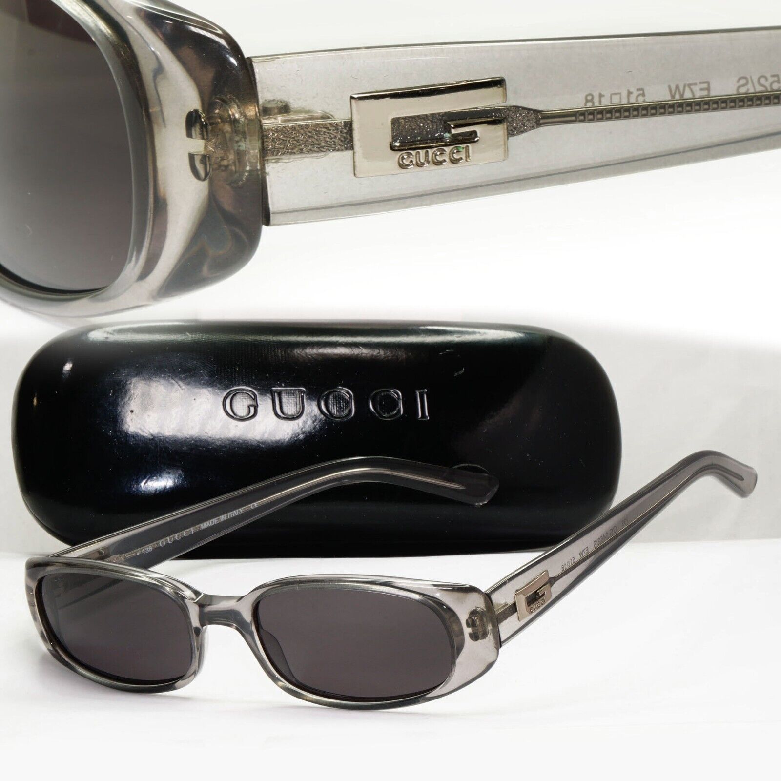 Gucci Sunglasses 1998 Vintage  Transparent Grey Rectangle GG 2452/S E7W 261024