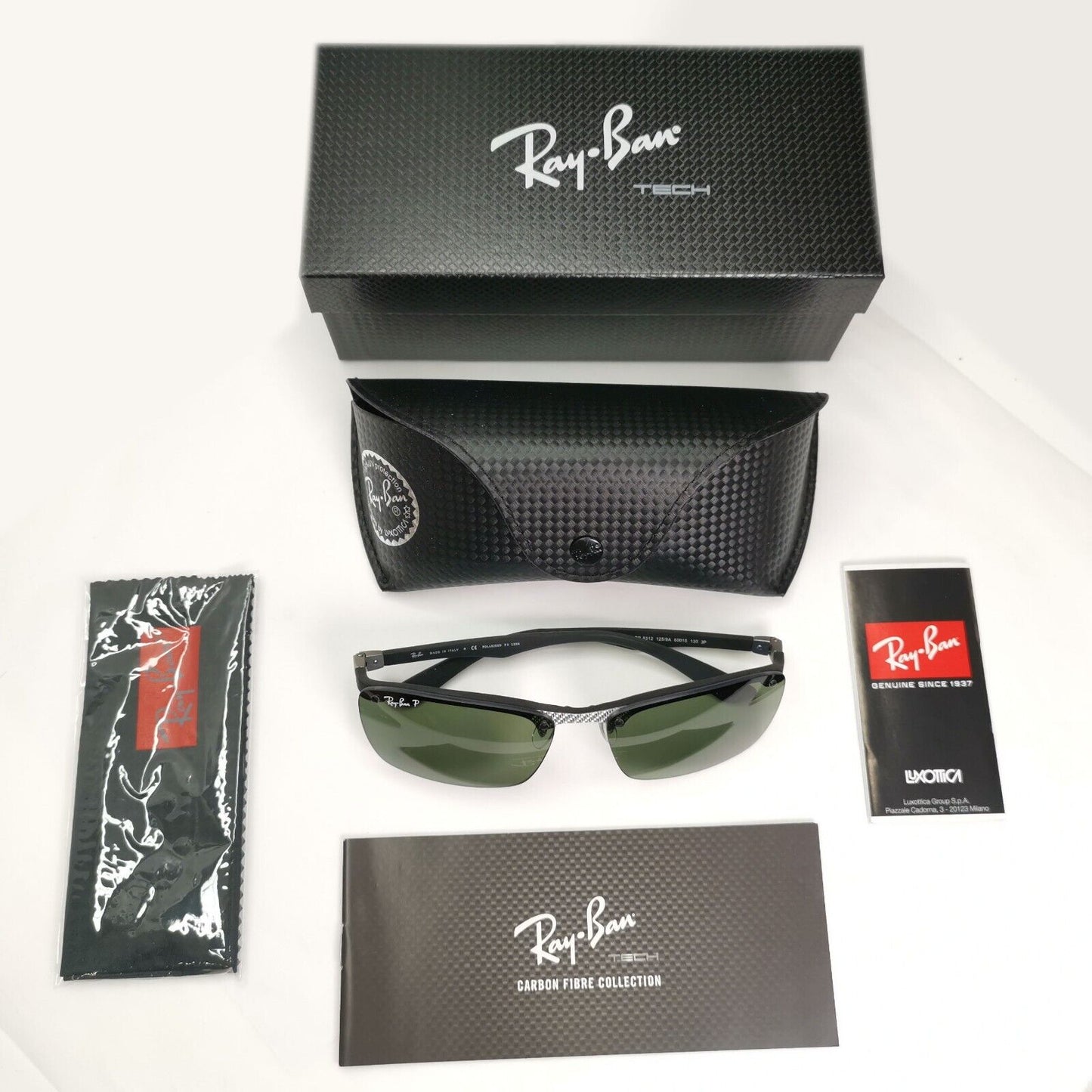 Ray-Ban Sunglasses Carbon Fibre 2013 Polarized Silver Green RB 8312 125/9A