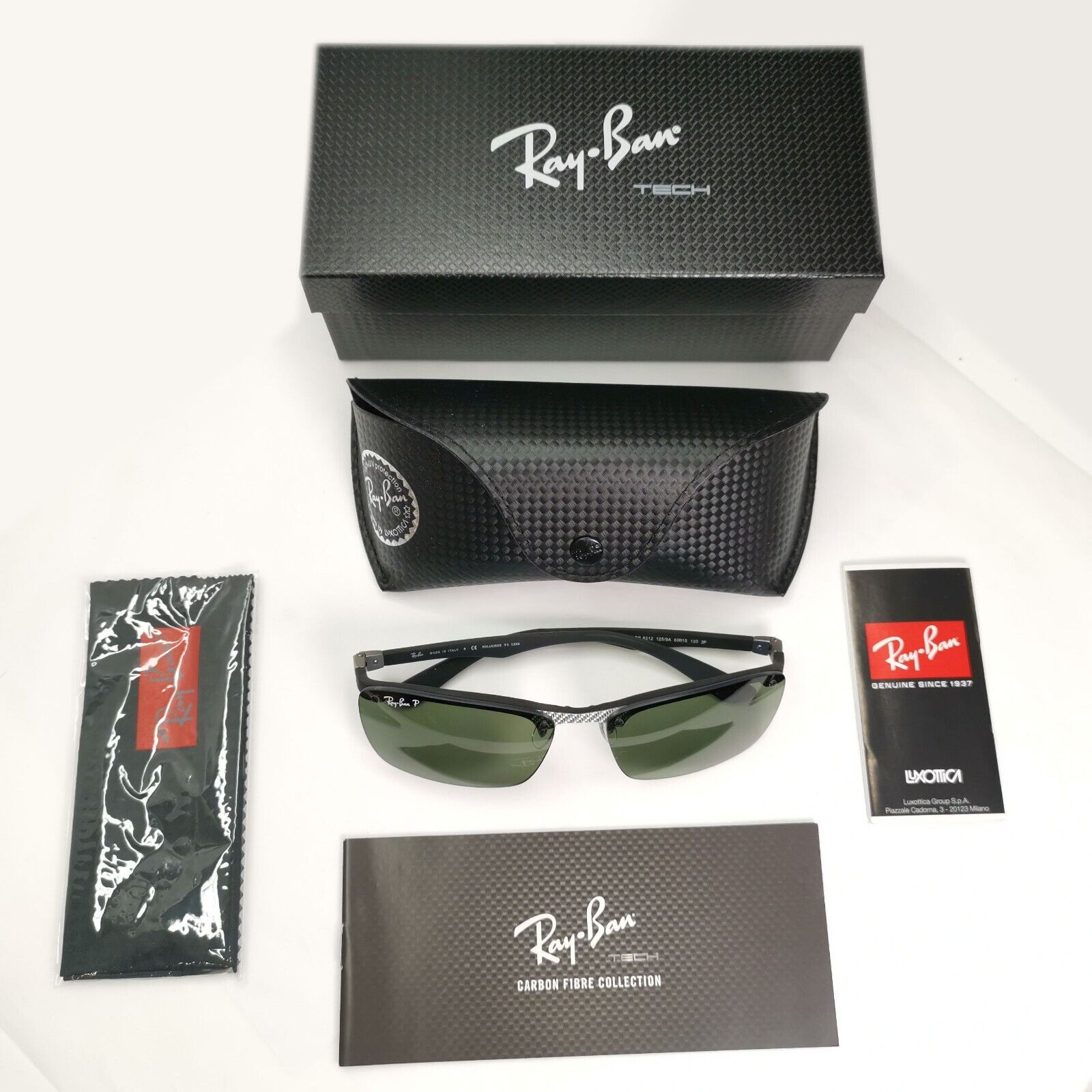 Ray-Ban Sunglasses Carbon Fibre 2013 Polarized Silver Green RB 8312 125/9A
