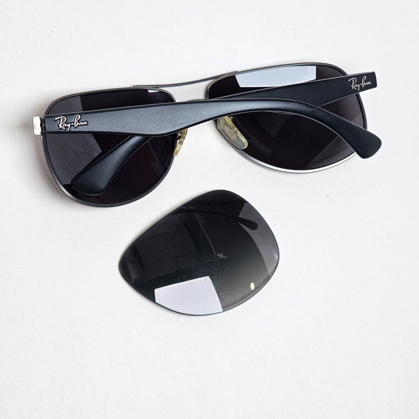 Ray-Ban Sunglasses with Custom Lenses Black Gunmetal Pilot RB 3502 029/71 211124