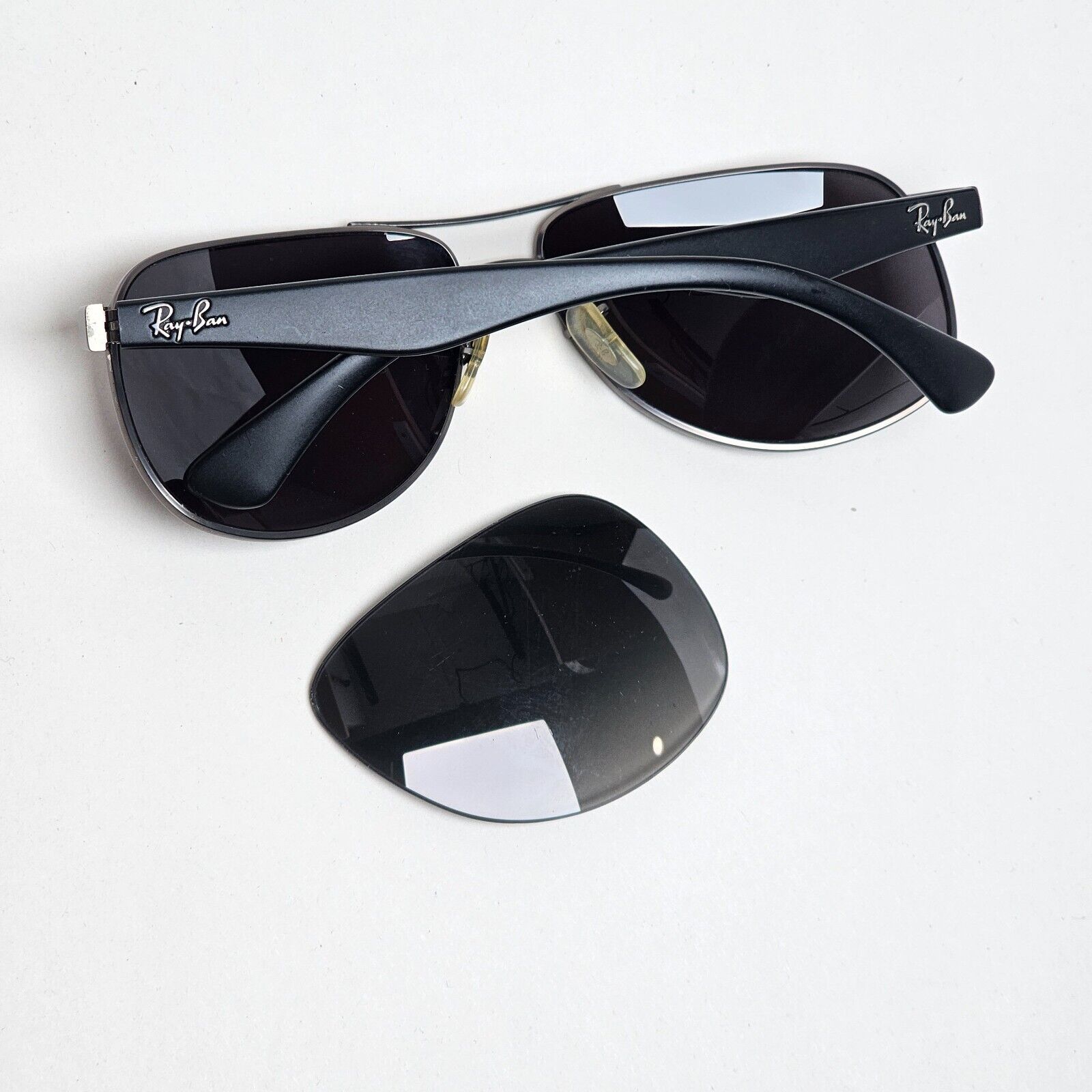 Ray-Ban Sunglasses with Custom Lenses Black Gunmetal Pilot RB 3502 029/71 211124