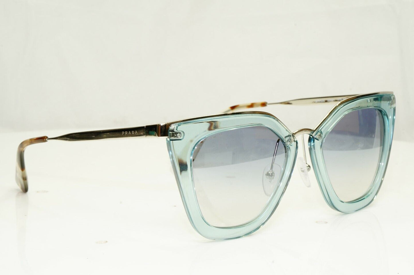 Prada Silver Blue Grey Square Sunglasses Cinema Collection Women SPR 53S VYS-5R0