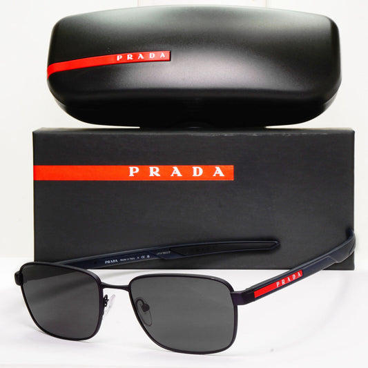 Prada Sunglasses Blue Navy Dark Square Red Stripe PS54OV VPS 54O UR7-1O1 55mm
