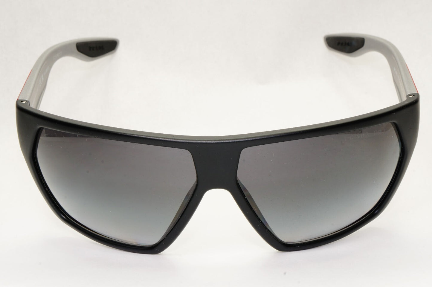 Prada Sunglasses Polarized Black  Wrap Grey Rubber PS08US SPS 08U 453-5W1 [b]