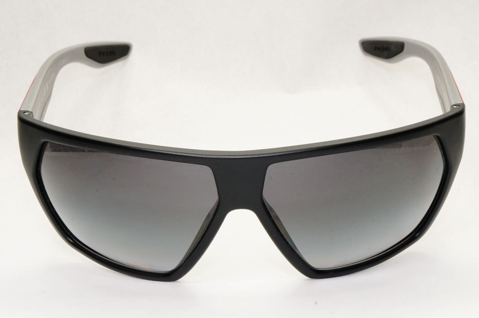 Prada Sunglasses Polarized Black  Wrap Grey Rubber PS08US SPS 08U 453-5W1 [b]