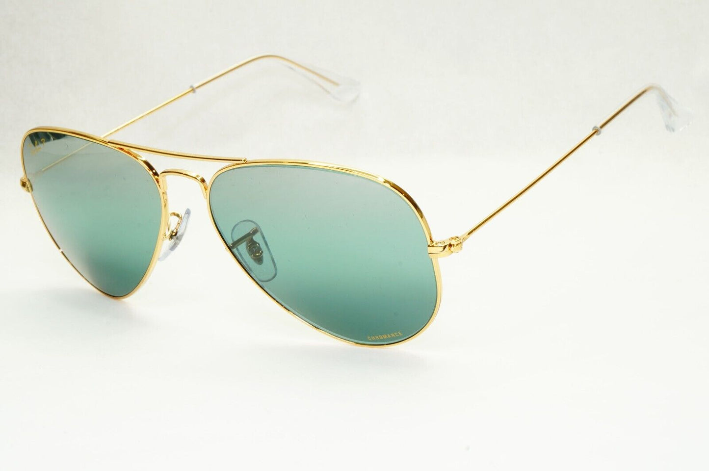 Ray-Ban Sunglasses Aviator Polarised Chromance Gold Green RB 3025 9196/G6 58mm