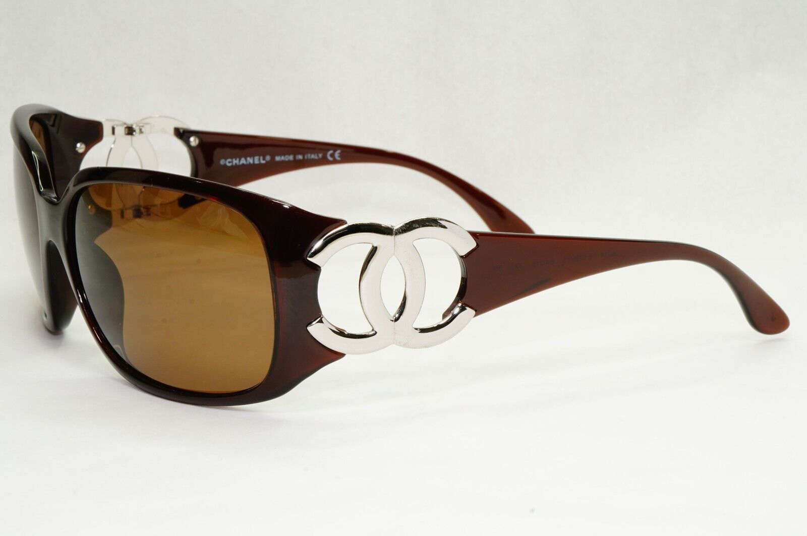 Chanel Sunglasses 2008 Vintage Brown Silver Square Large 6014 c.538/13 050124