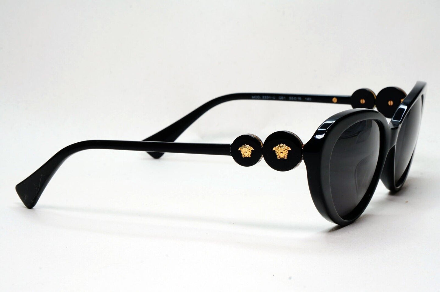 Versace Sunglasses Black Gold Medusa Cat Eye MOD VE 3331-U GB1 55mm