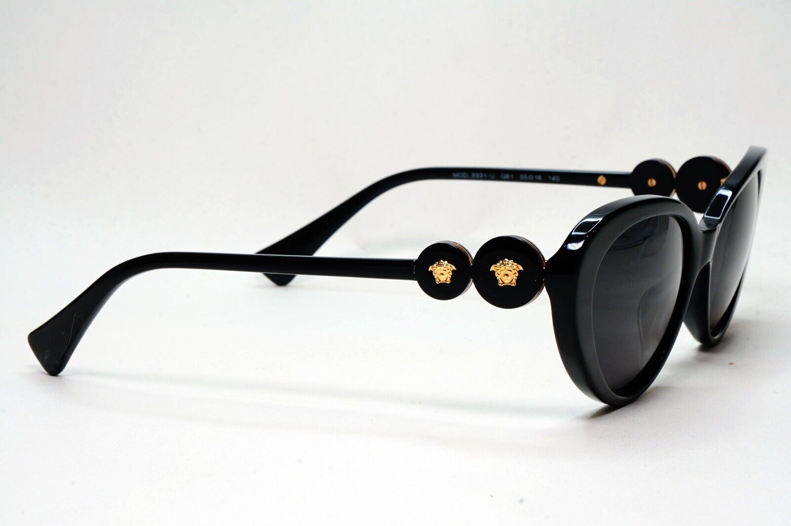 Versace Sunglasses Black Gold Medusa Cat Eye MOD VE 3331-U GB1 55mm