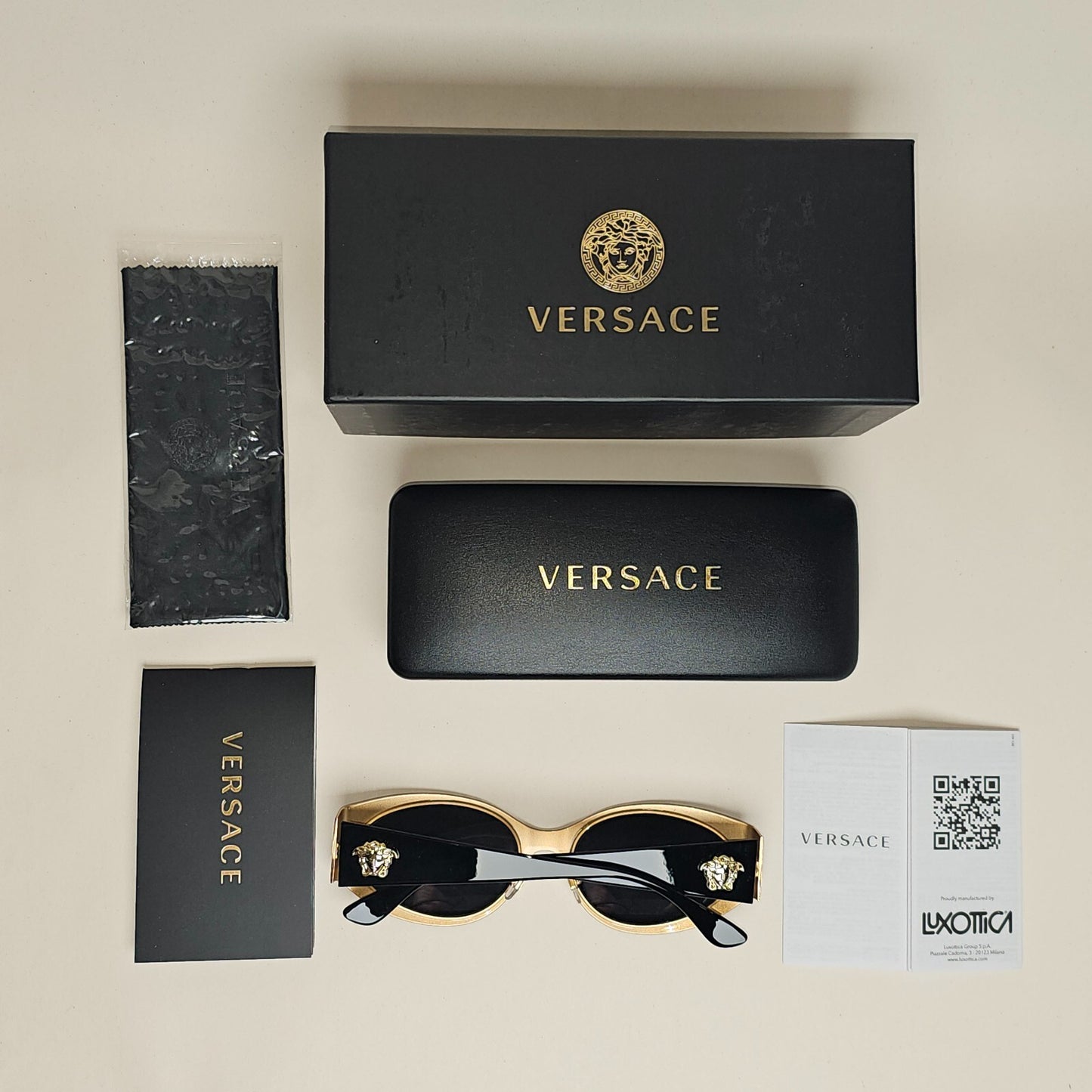 Versace Sunglasses Black Oval Gold La Medusa MOD VE 2263 1433/87 56mm [a]