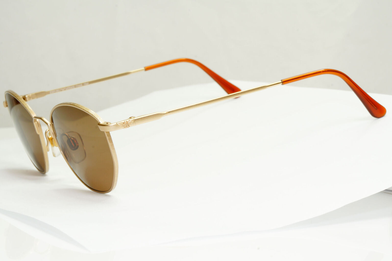 Emporio Armani Sunglasses 1997 Vintage Gold Brown Metal Round 031 703 48mm A