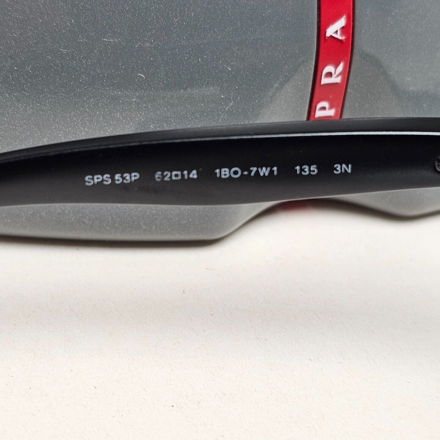 Prada Sunglasses Black Pilot Red Stripe PS53PS SPS 53P 1BO-7W1 62mm 110225