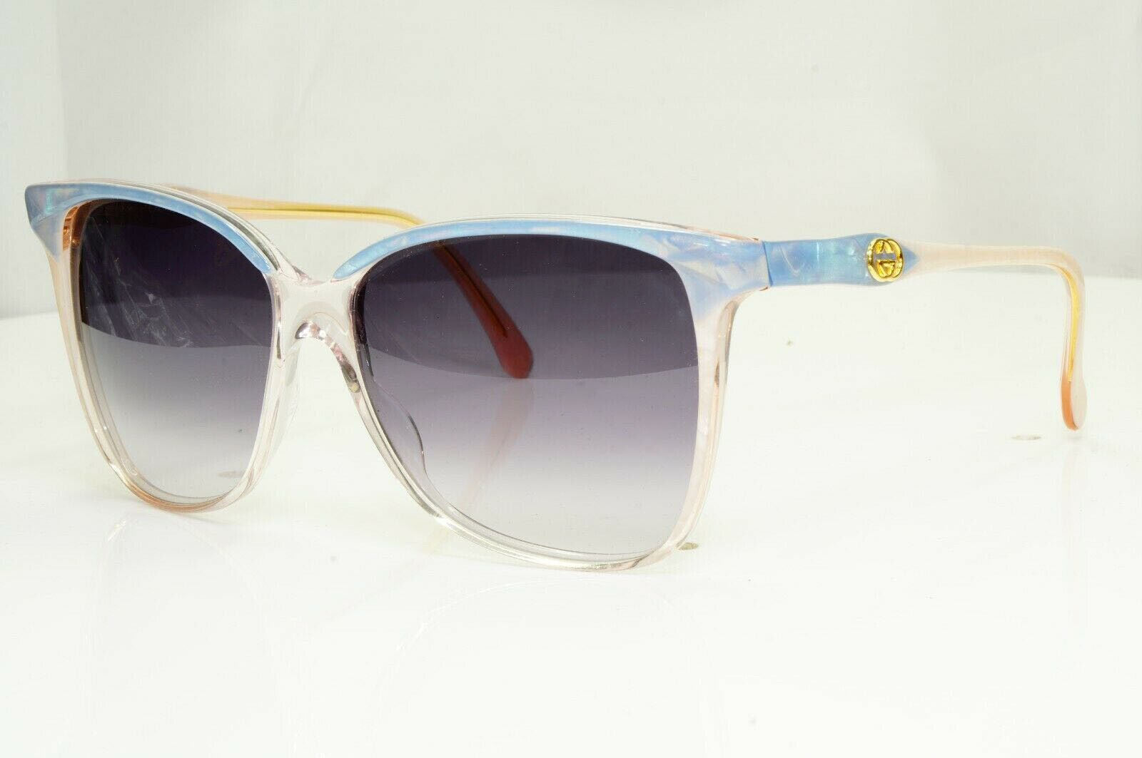 Gucci 1993 Vintage Sunglasses Blue Pearl Gold Grey Fade Womens GG 2106 62L 57mm