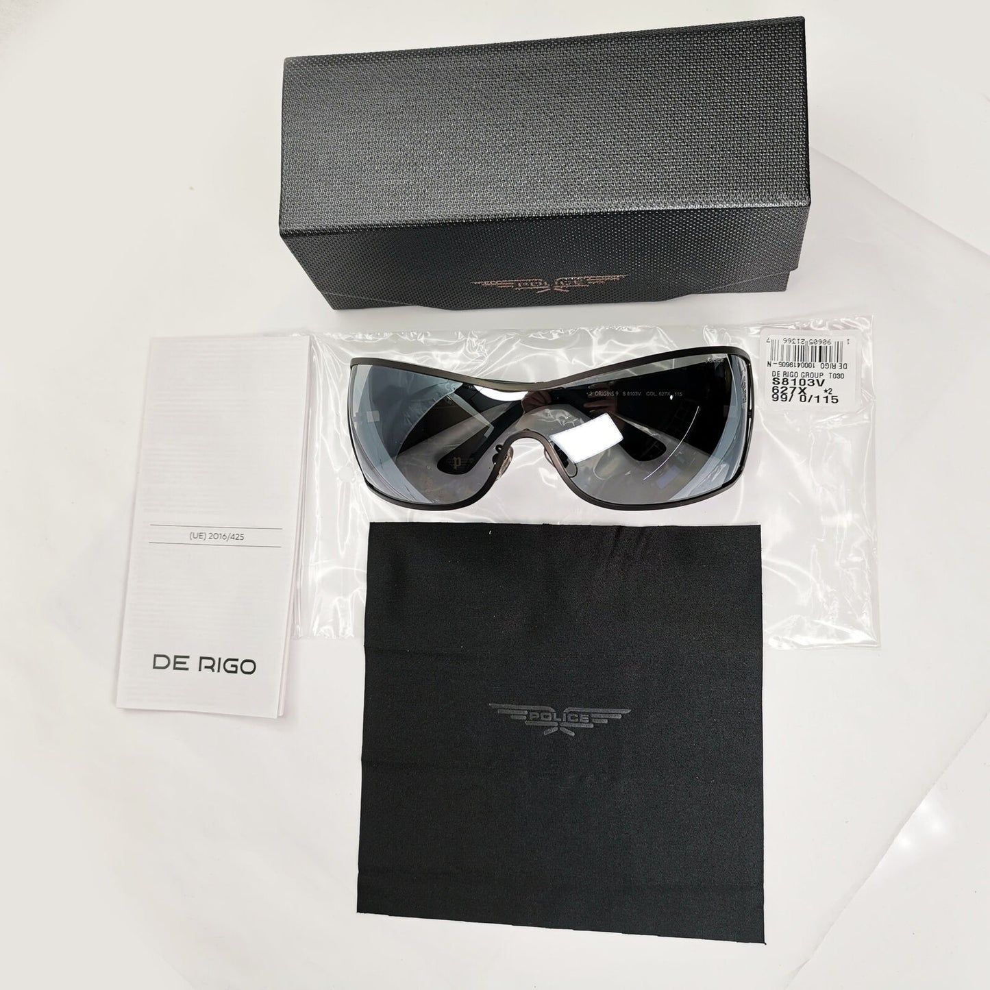 Police Sunglasses Silver Shield Visor Large Blue Origins 9 S8103V COL 627X