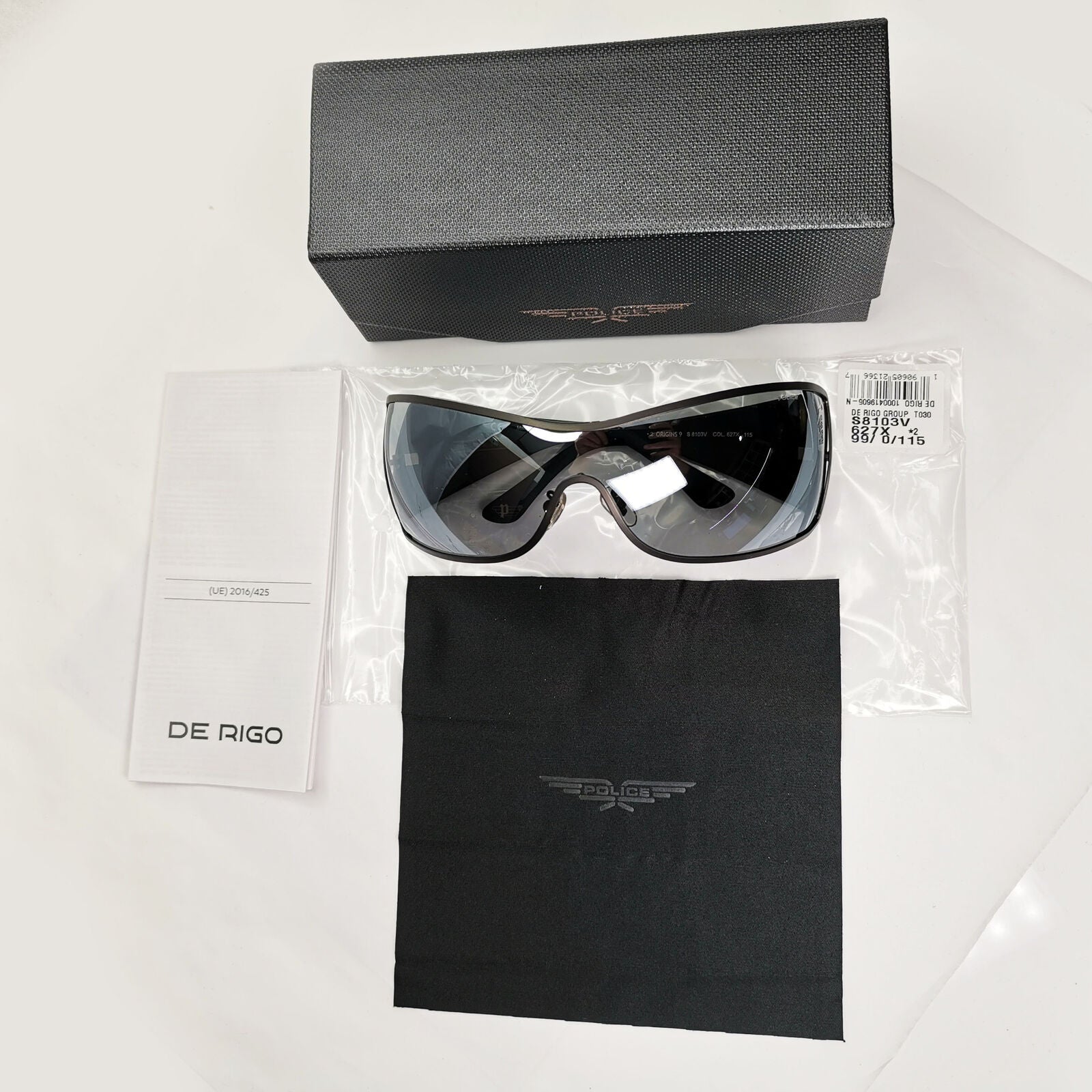Police Sunglasses Silver Shield Visor Large Blue Origins 9 S8103V COL 627X