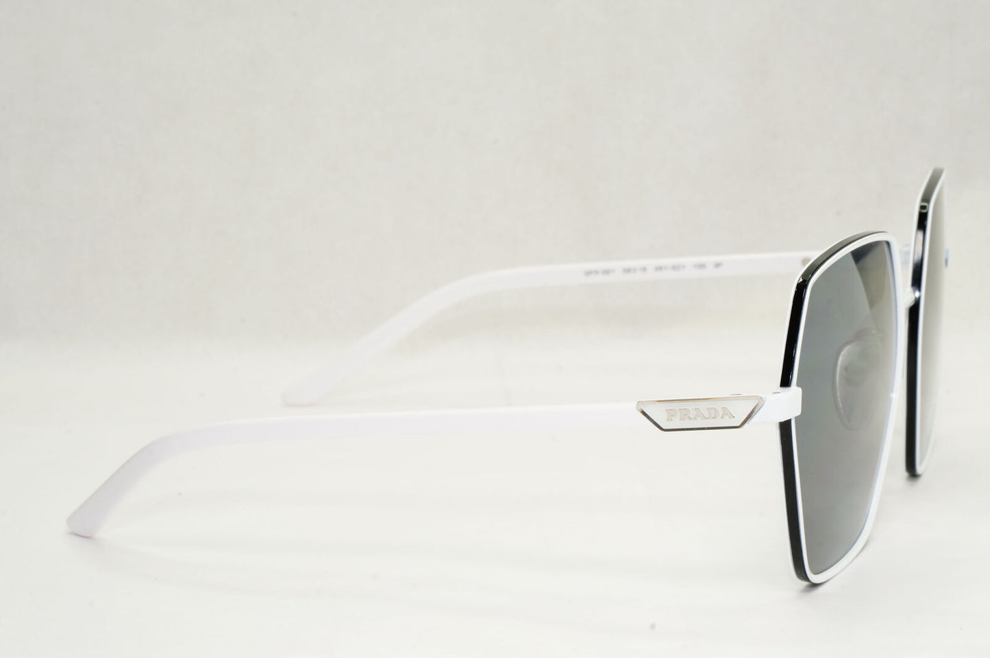Prada Sunglasses White Polarized Grey Angular Square PR56YS SPR 56Y 461-5Z1 55mm