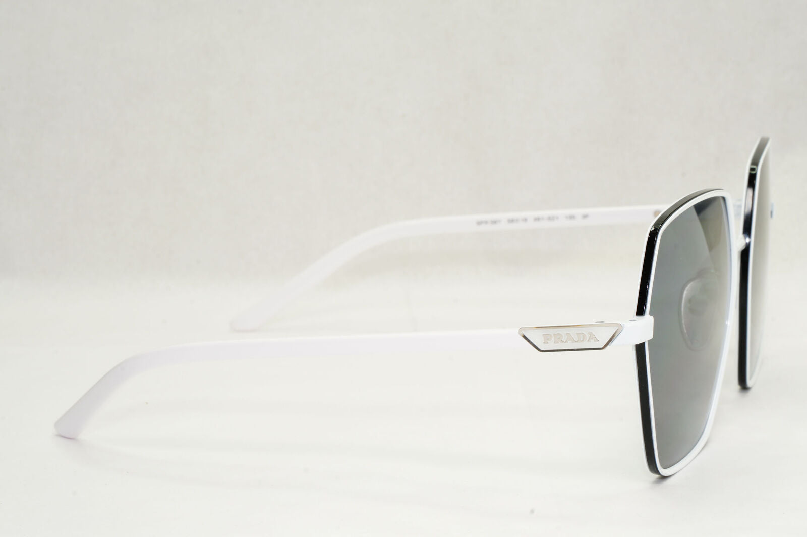 Prada Sunglasses White Polarized Grey Angular Square PR56YS SPR 56Y 461-5Z1 55mm