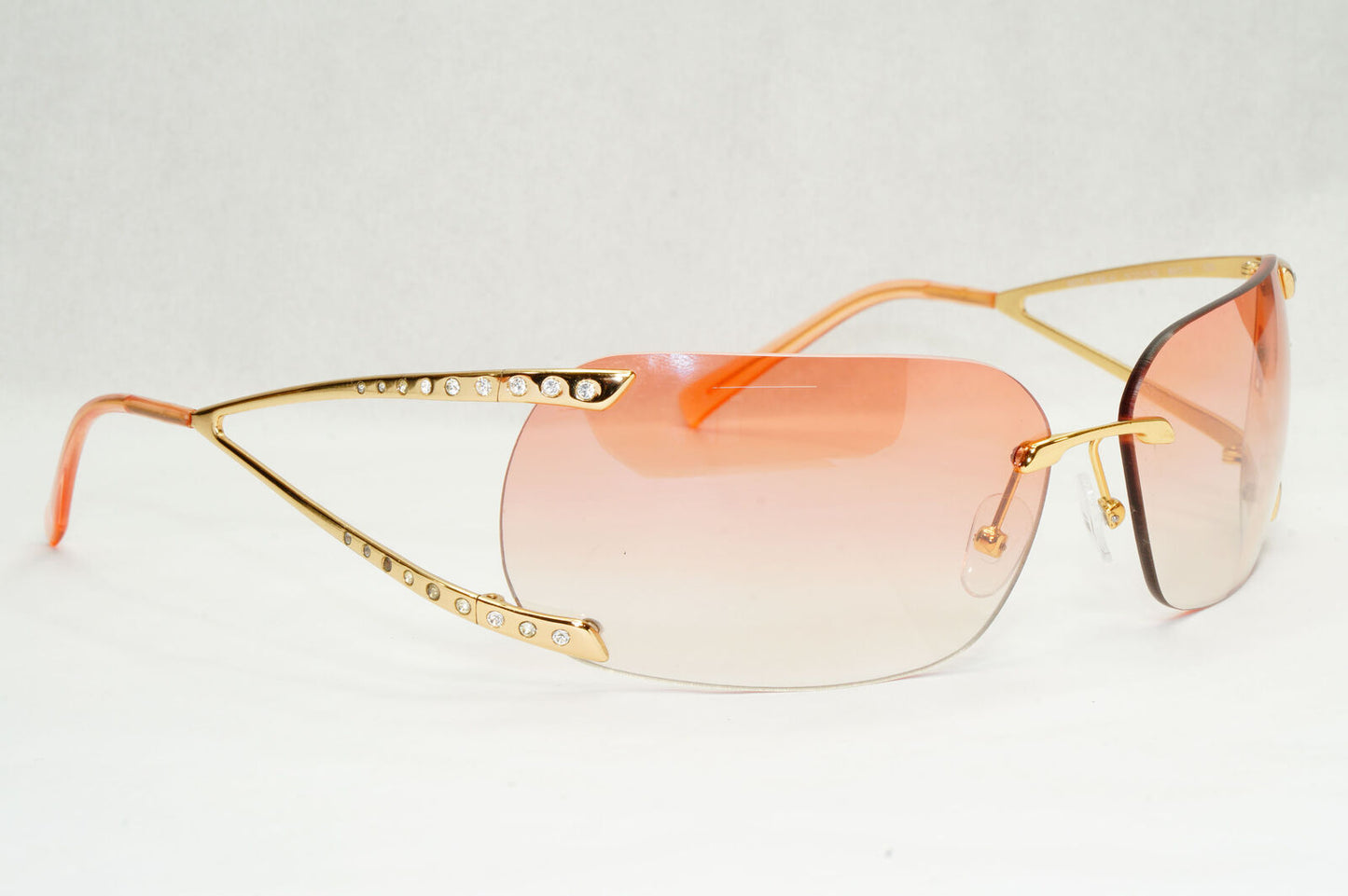 Versace Sunglasses 2004 Vintage Rimless Gold Medusa Crystal N86-H N30/536 270124