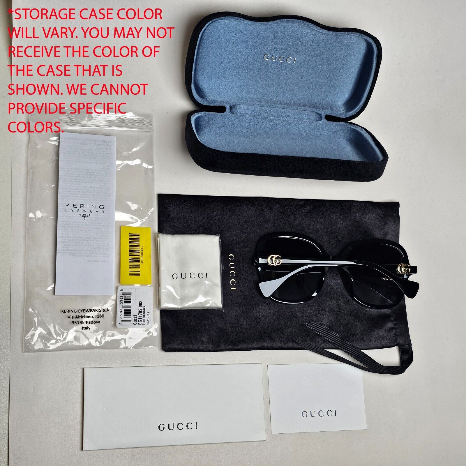 Gucci Sunglasses Oversized Grey Gradient Large Square Gold GG1178S 002 56mm
