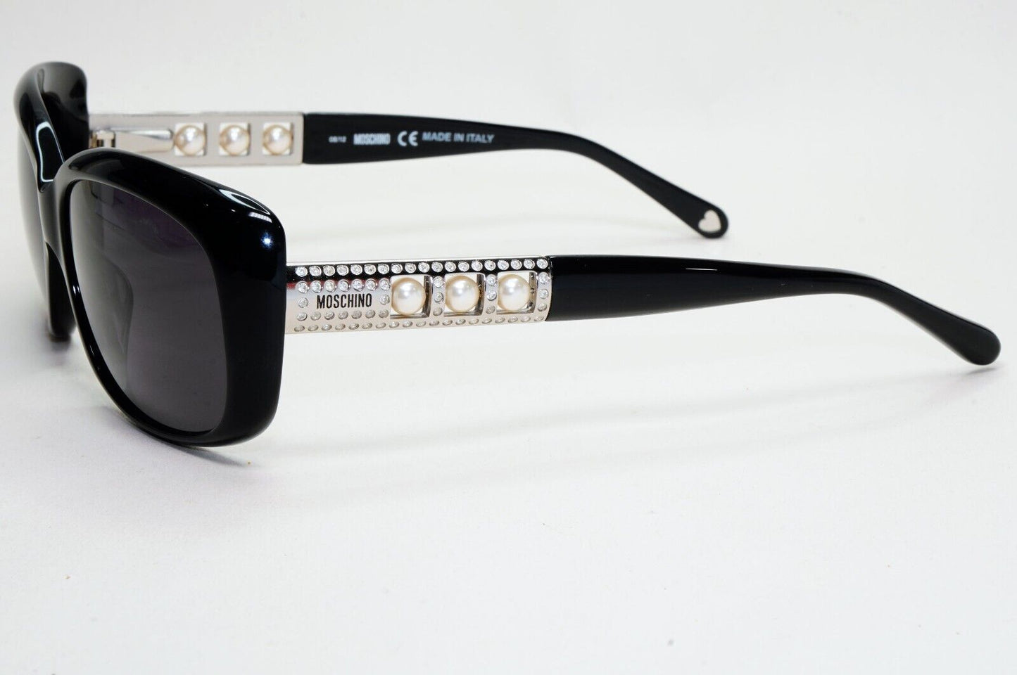 Moschino Sunglasses 2005 Vintage Black Silver Pearl Square MO572 01 101124