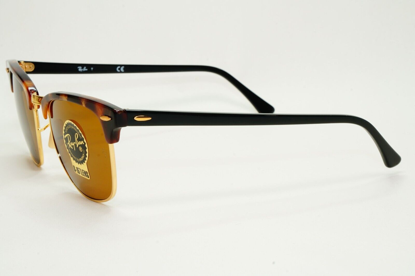 Ray-Ban Sunglasses Clubmaster Fleck Havana Brown Black Gold RB 3016 1160 49mm