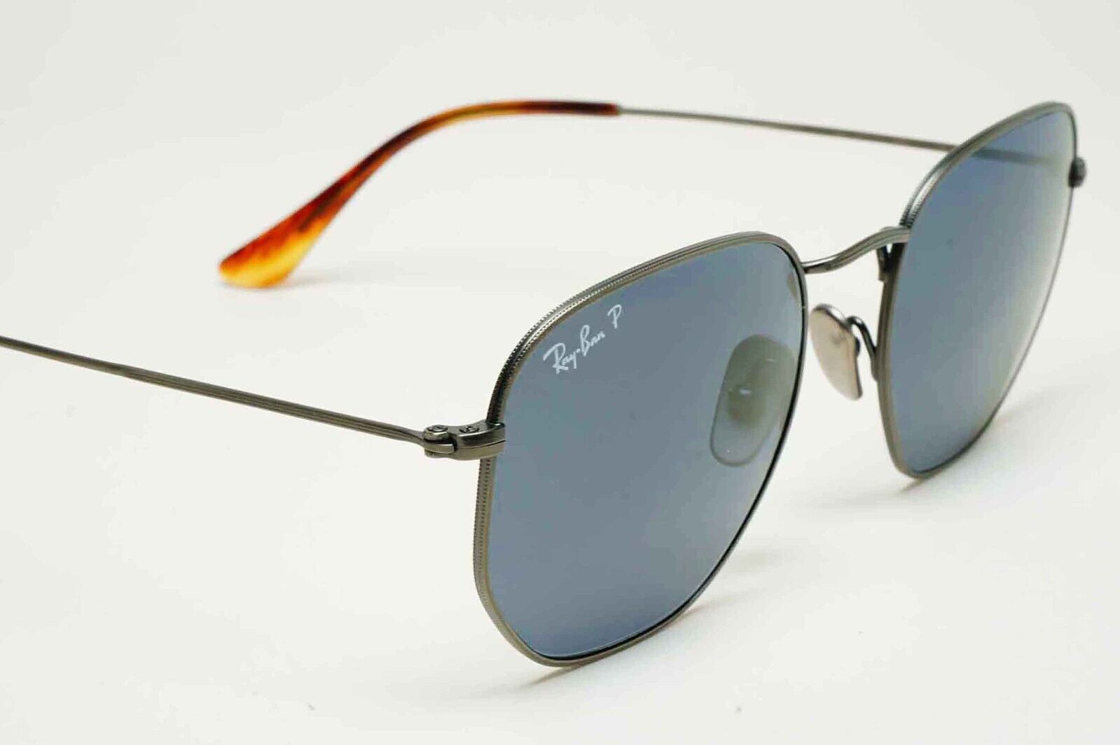 Ray-Ban Sunglasses Hexagonal Titanium Polarised Grey Blue RB 8148 9208/T0 54mm