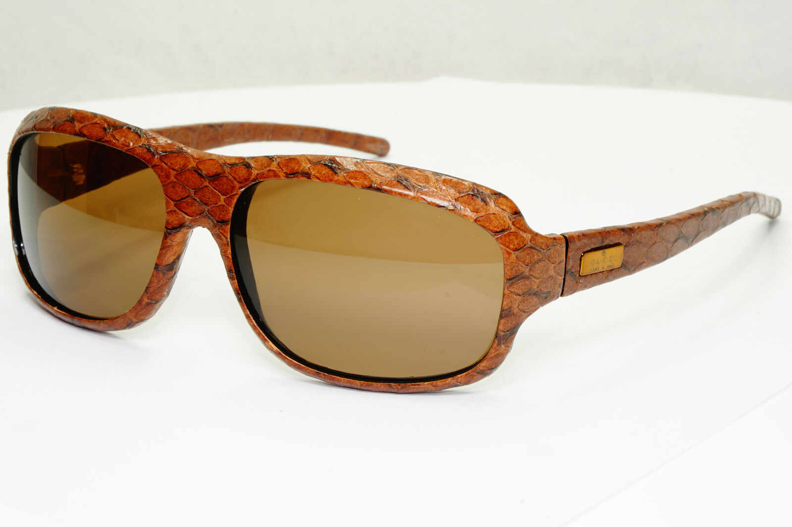 Gucci Snake Leather Sunglasses 1998 Vintage Brown Exotic GG 1449/S 3H2 290323
