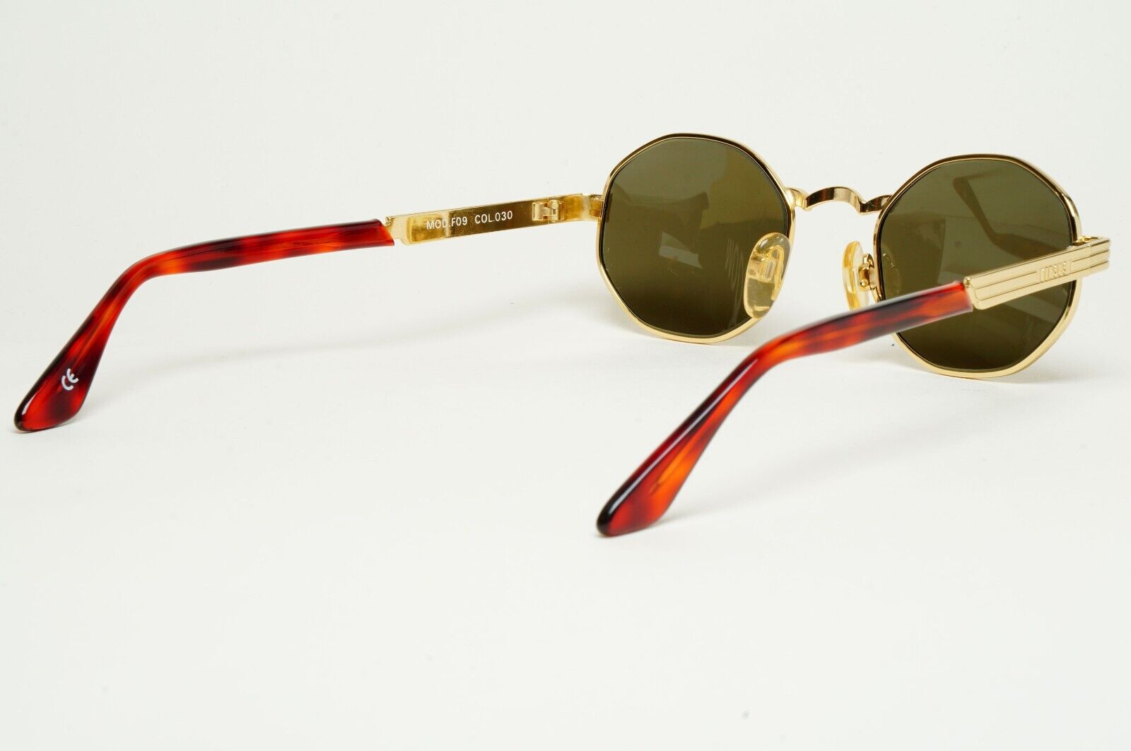 Versus Sunglasses 1996 by Gianni Versace Vintage Gold Hexagon MOD F09 COL 030