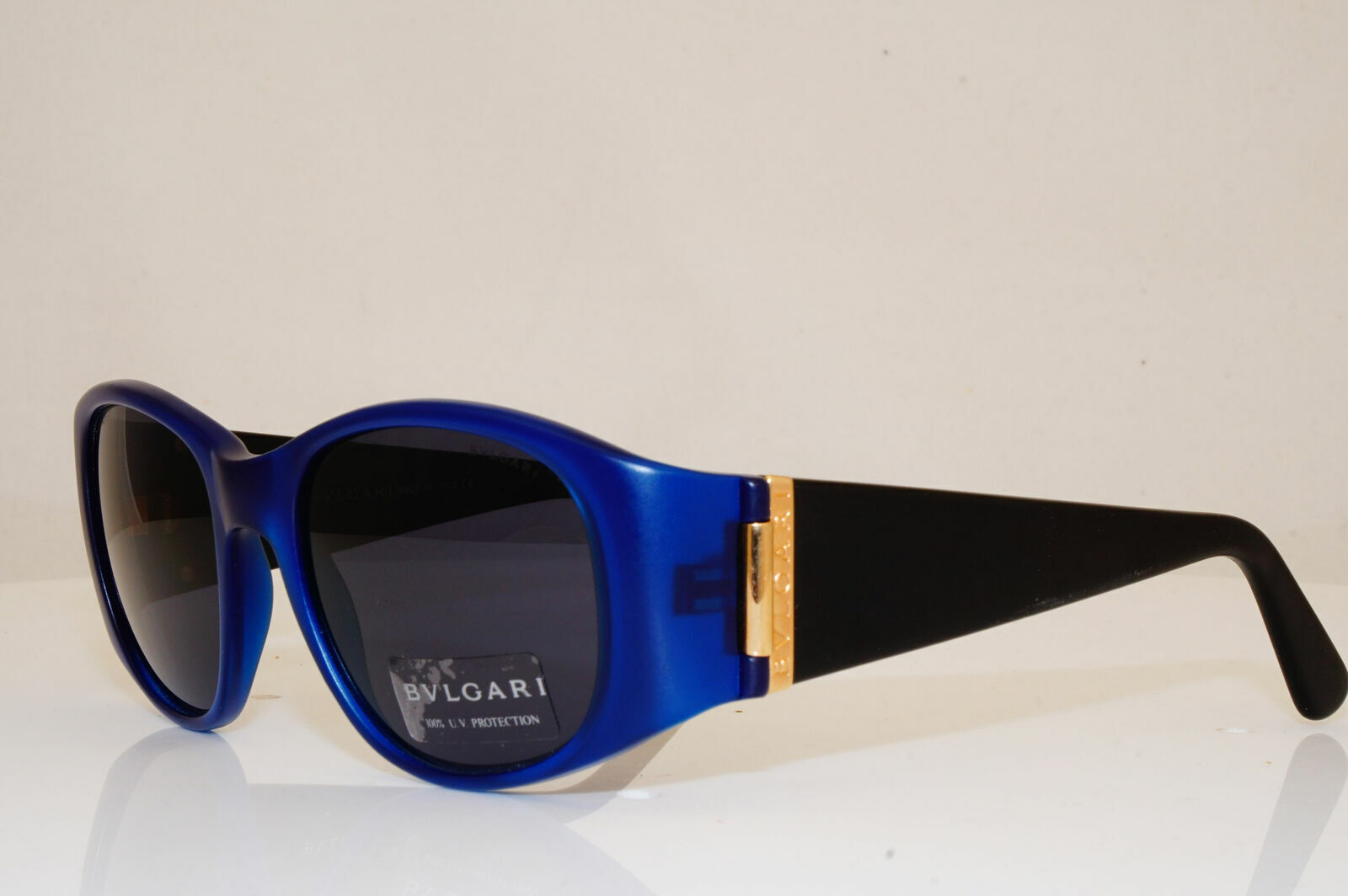 Authentic BVLGARI Mens Womens Vintage Sunglasses Blue Square GOLD 802 905 26247