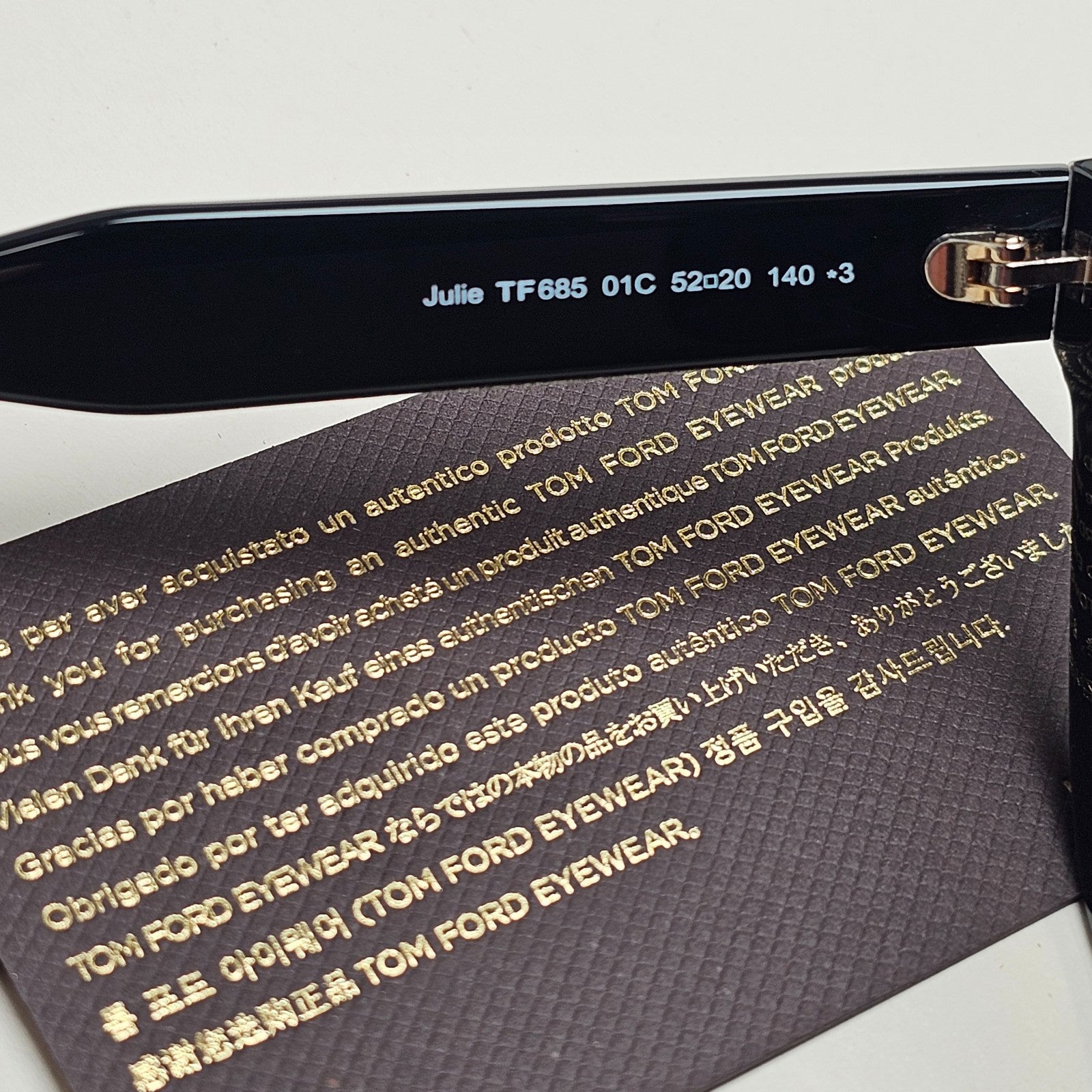 Tom Ford Sunglasses Julie Black Grey Square Gold T FT0685 TF 685 01C 52mm