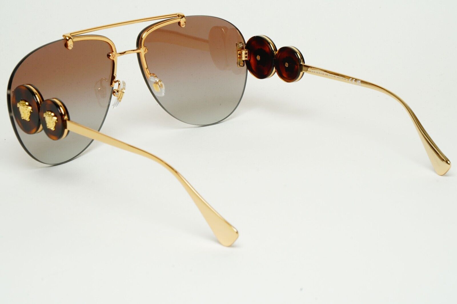 Versace Sunglasses Rimless Pilot Gold Medusa Brown MOD VE 2250 1488/89