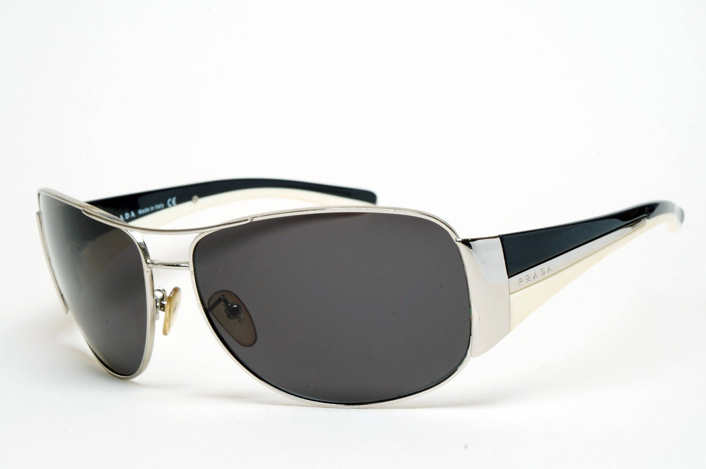 Prada Sunglasses 2006 Vintage Pilot Black Silver PR75GS SPR 75G 6BA-3M1 130225