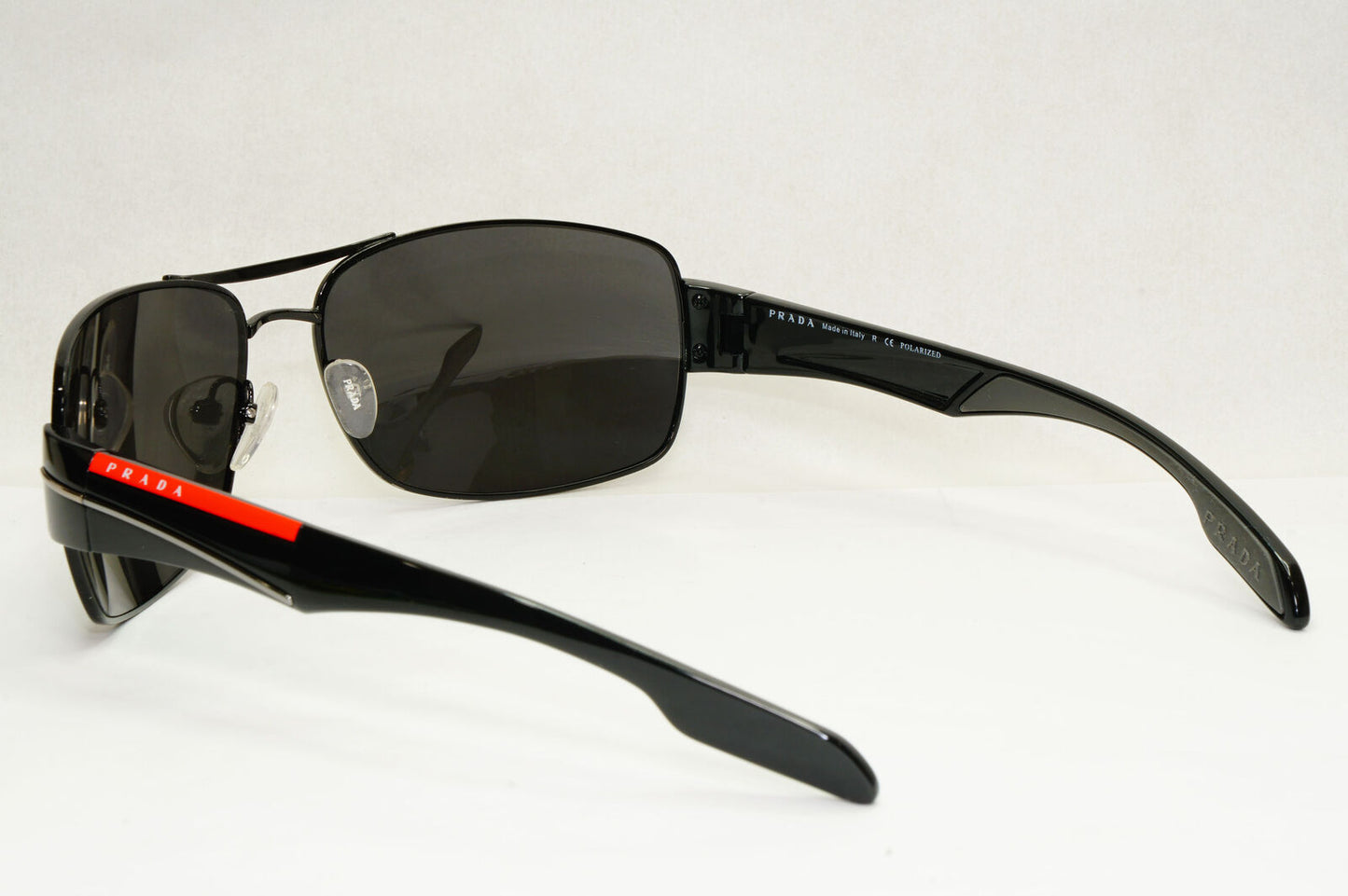 Prada Sunglasses Black Wrap Red Stripe Rossa PS53NS SPS 53N 7AX-5W1 65mm 131223