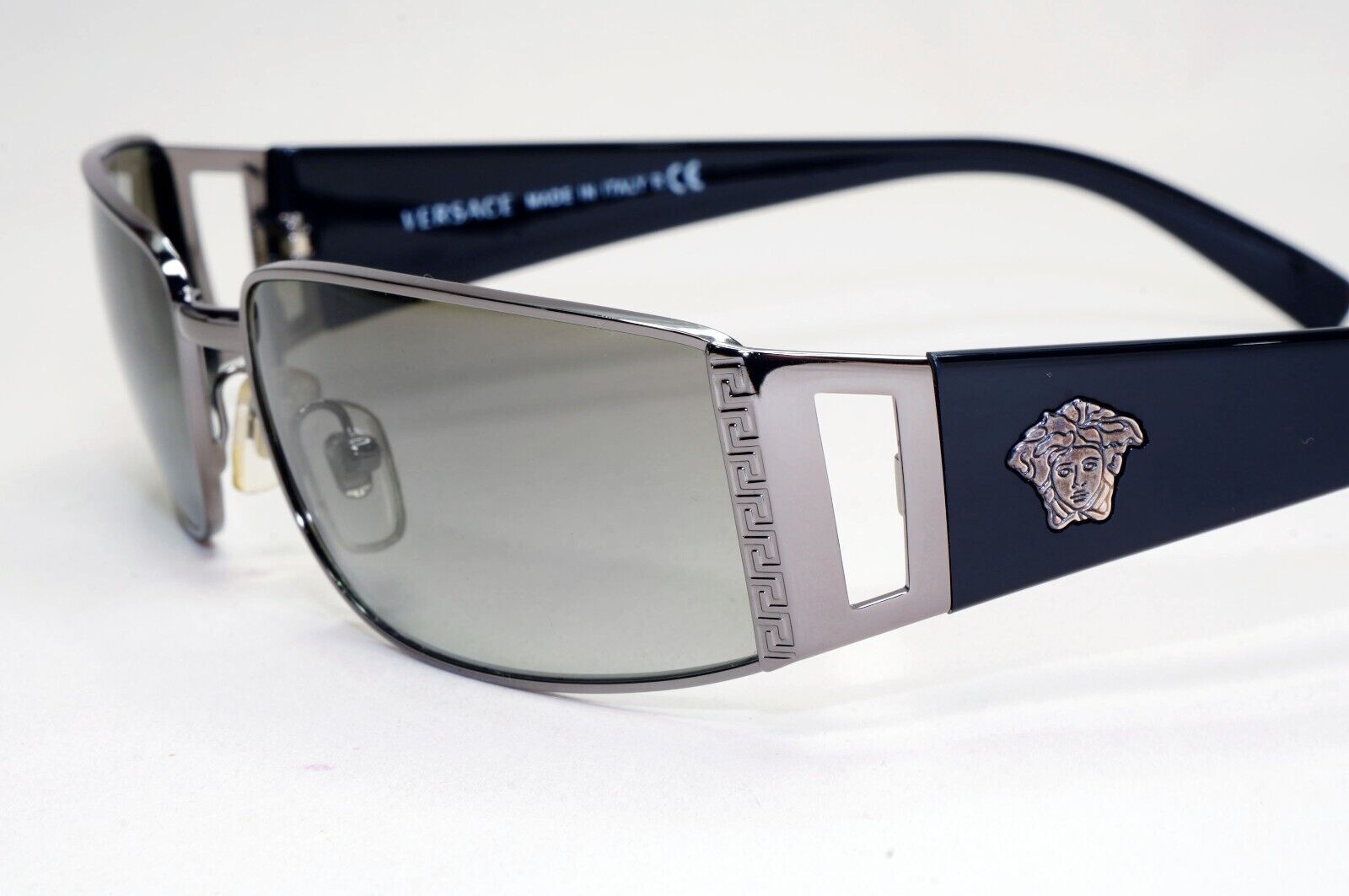 Versace Sunglasses 2003 Vintage Black Grey Rectangle MOD 2021 1001/11 311024