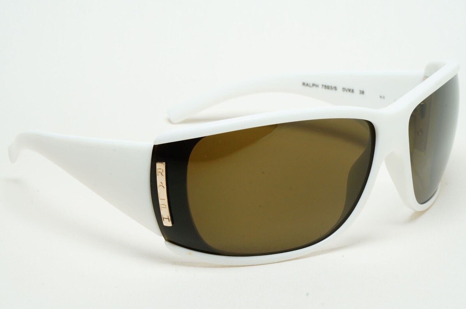Ralph Lauren Sunglasses 2006 Vintage White Brown Wrap Unisex 7593/S 0VK6 211124